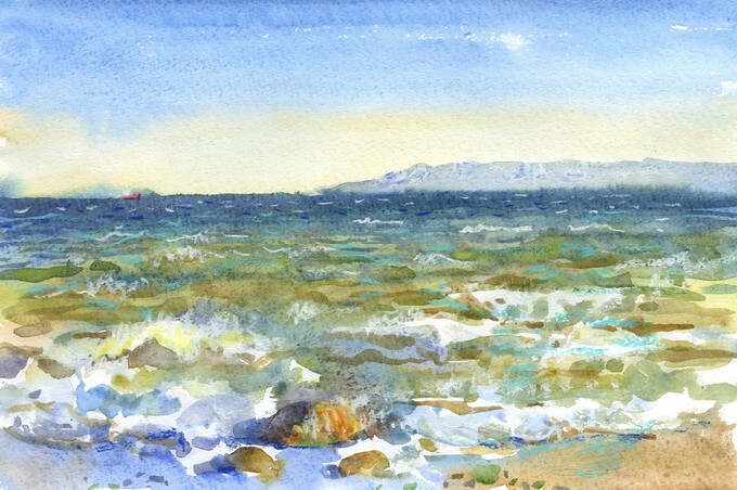 Seascape Watercolor - Sketch from nature